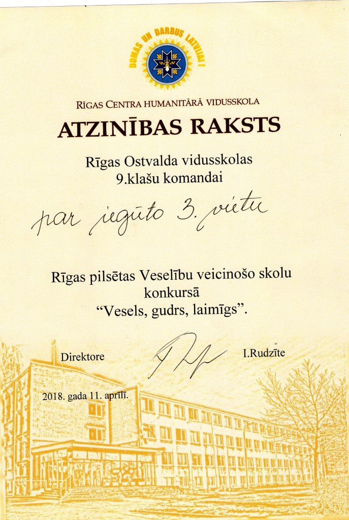 Par iegūto III vietu apsveicam: Annu Drozdecku, Angelīnu Baškatovu, Nadyu Talanovu, Aleksandru Oliņu, Jaroslavu Zajakinu!