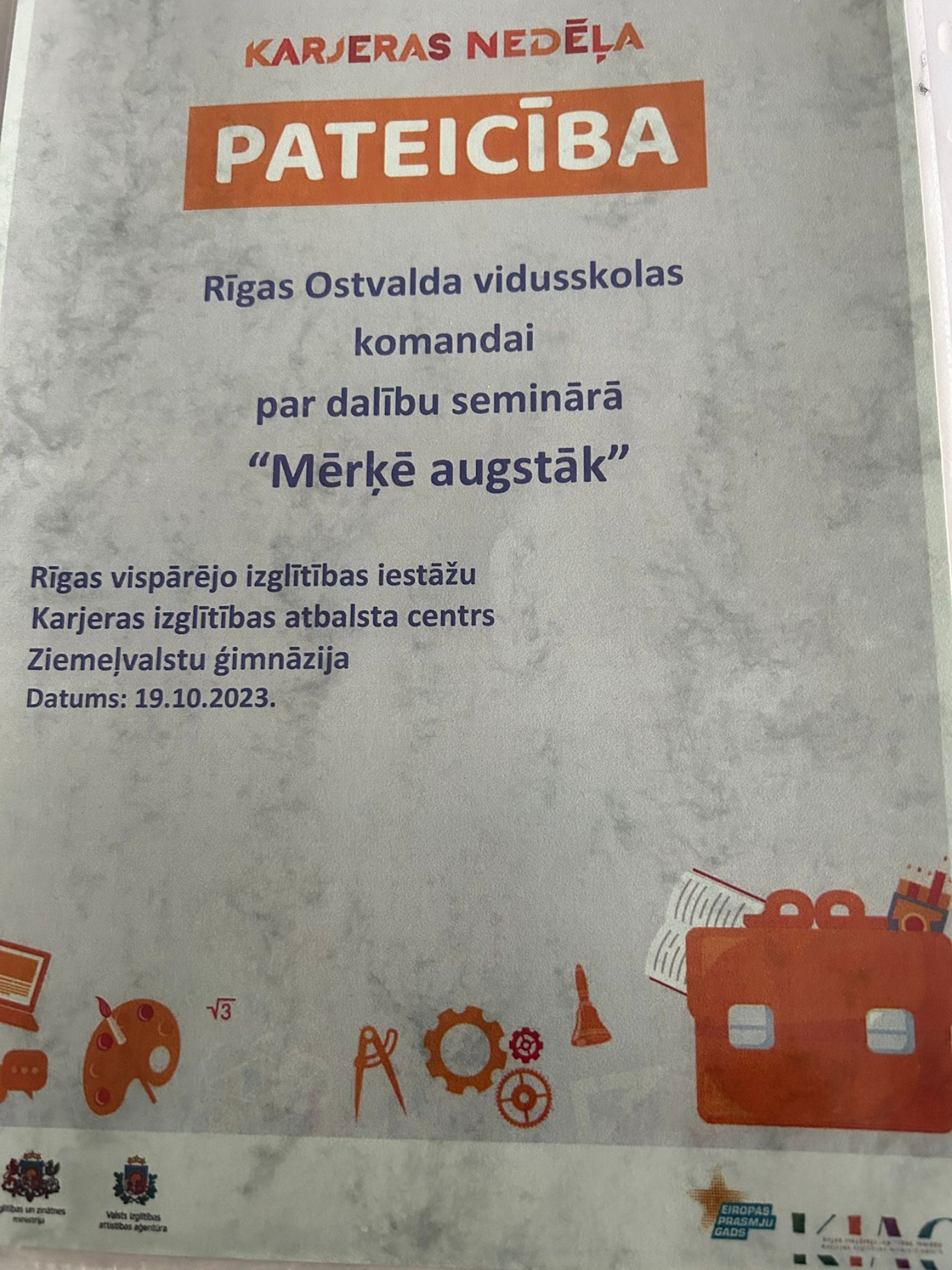 Karjeras nedēļa 2023 Rīgas Ostvalda vidusskolā