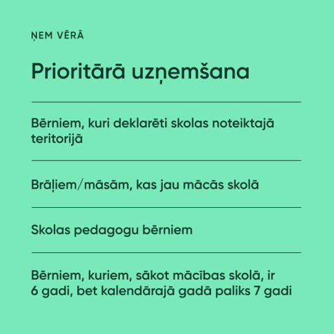 Uzņemšana  1.klasēs